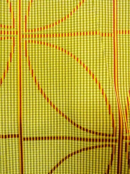 Photo7: N0322C Vintage Japanese women   Yellowish Green MICHIYUKI outer coat / Synthetic. Crossed circles,   (Grade B) (7)