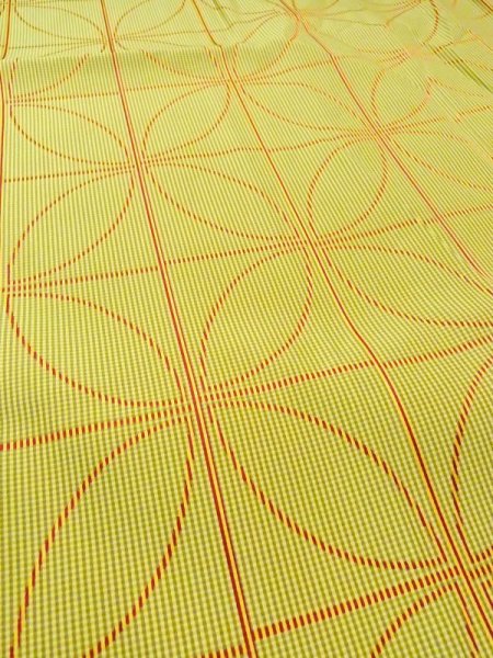 Photo10: N0322C Vintage Japanese women   Yellowish Green MICHIYUKI outer coat / Synthetic. Crossed circles,   (Grade B) (10)