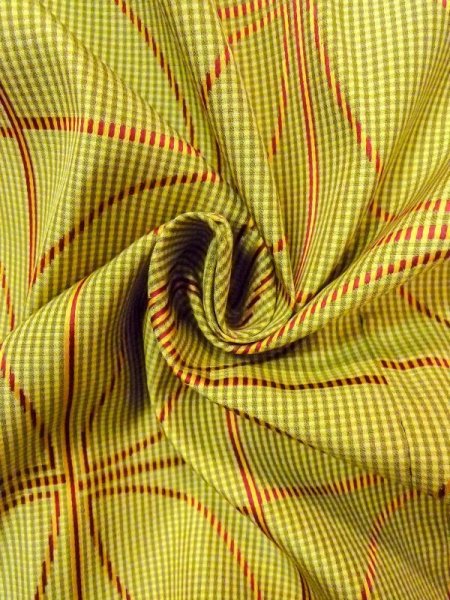 Photo12: N0322C Vintage Japanese women   Yellowish Green MICHIYUKI outer coat / Synthetic. Crossed circles,   (Grade B) (12)