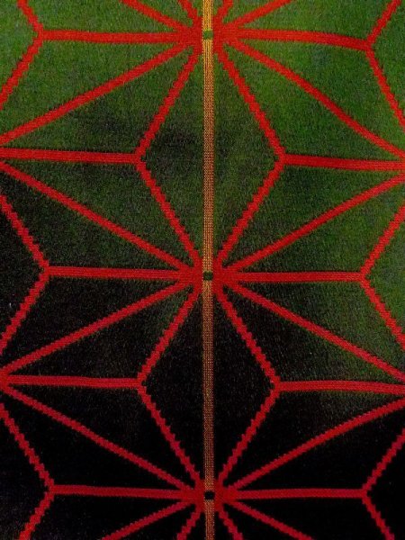 Photo6: N0322D Vintage Japanese women   Green MICHIYUKI outer coat / Silk. Hemp leaf   (Grade B) (6)