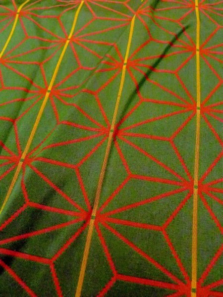 Photo8: N0322D Vintage Japanese women   Green MICHIYUKI outer coat / Silk. Hemp leaf   (Grade B) (8)