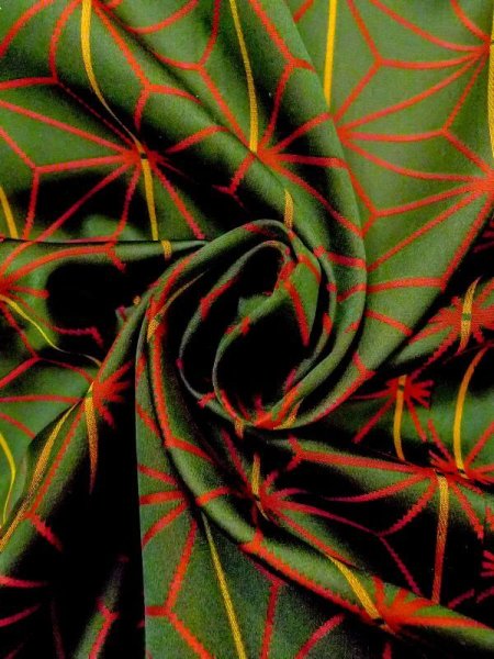 Photo12: N0322D Vintage Japanese women   Green MICHIYUKI outer coat / Silk. Hemp leaf   (Grade B) (12)