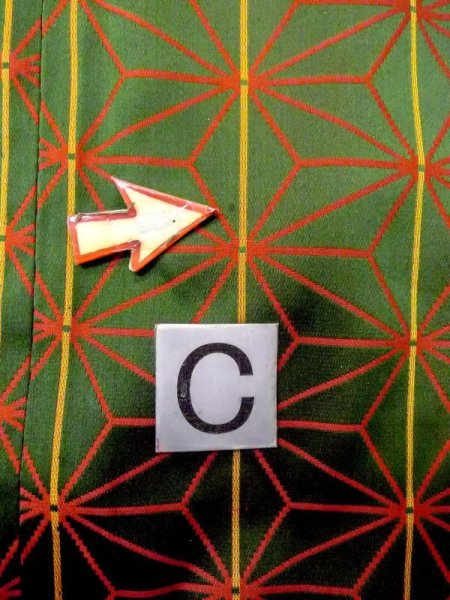 Photo16: N0322D Vintage Japanese women   Green MICHIYUKI outer coat / Silk. Hemp leaf   (Grade B) (16)