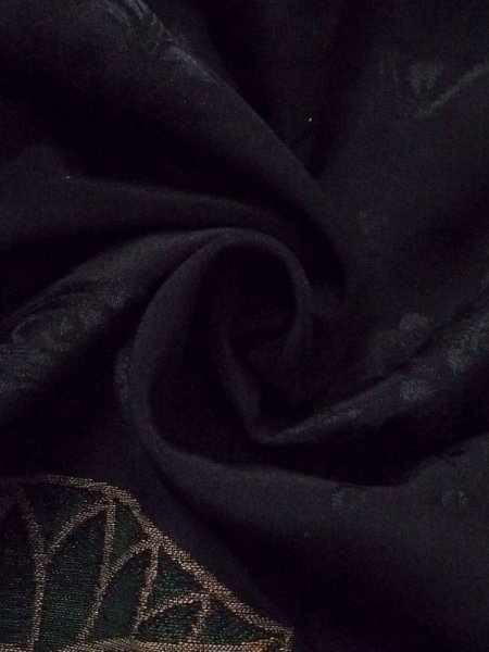 Photo13: N0329E Vintage Japanese women   Black MICHIYUKI outer coat / Silk. Chrysanthemum,   (Grade C) (13)