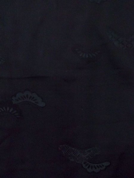 Photo4: N0329L Vintage Japanese women   Black MICHIYUKI outer coat / Silk.    (Grade D) (4)