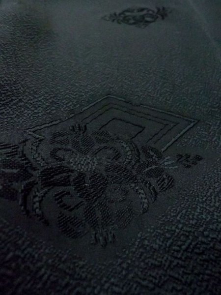 Photo10: Mint N0329N Vintage Japanese women   Black MICHIYUKI outer coat / Silk. Flower   (Grade A) (10)