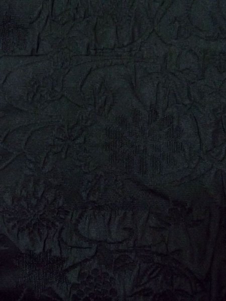 Photo5: N0329O Vintage Japanese women   Black MICHIYUKI outer coat / Silk. Flower,   (Grade B) (5)