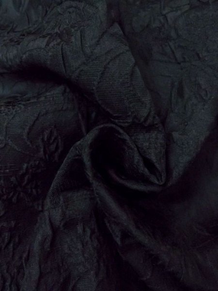 Photo11: N0329O Vintage Japanese women   Black MICHIYUKI outer coat / Silk. Flower,   (Grade B) (11)