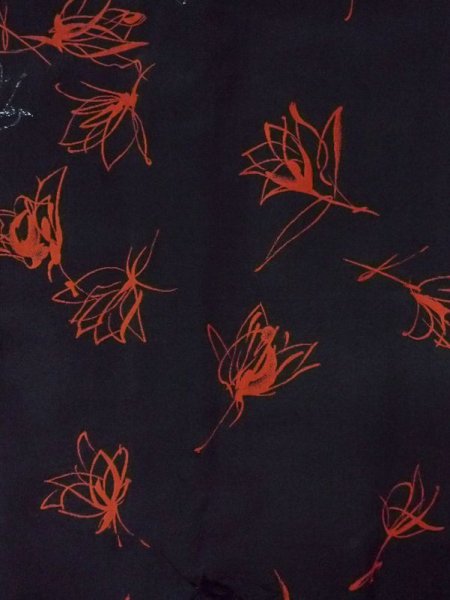 Photo3: N0329Q Vintage Japanese women   Black MICHIYUKI outer coat / Silk. Flower   (Grade B) (3)