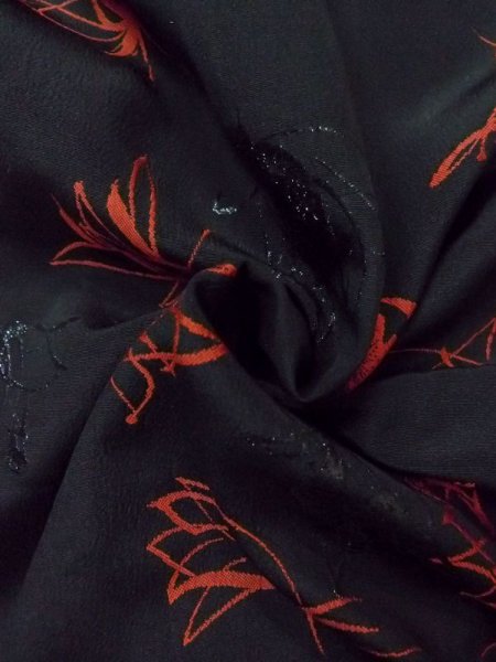 Photo11: N0329Q Vintage Japanese women   Black MICHIYUKI outer coat / Silk. Flower   (Grade B) (11)