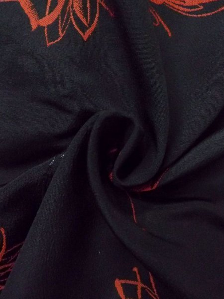 Photo12: N0329Q Vintage Japanese women   Black MICHIYUKI outer coat / Silk. Flower   (Grade B) (12)