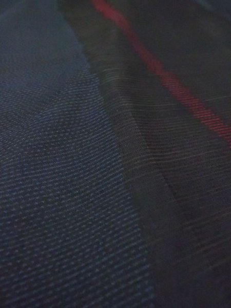 Photo7: N0329T Vintage Japanese women   Black MICHIYUKI outer coat / Silk. Stripes, Coat  (Grade B) (7)