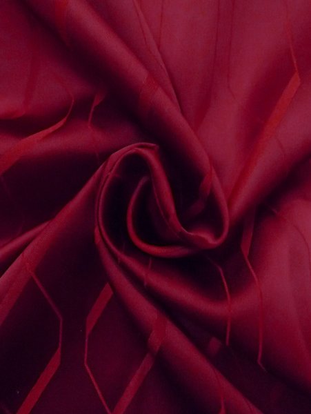 Photo10: N0329U Vintage Japanese women   Red Rain coat / Synthetic. Abstract pattern   (Grade D) (10)