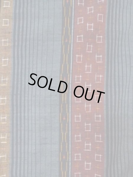 Photo3: Mint N0409A Used Japanese women   Gray TSUMUGI pongee / Silk. Stripes,   (Grade A) (3)