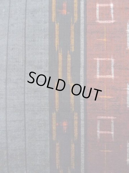 Photo6: Mint N0409A Used Japanese women   Gray TSUMUGI pongee / Silk. Stripes,   (Grade A) (6)