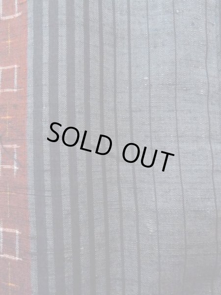 Photo7: Mint N0409A Used Japanese women   Gray TSUMUGI pongee / Silk. Stripes,   (Grade A) (7)