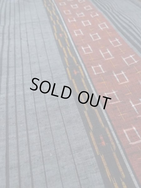 Photo8: Mint N0409A Used Japanese women   Gray TSUMUGI pongee / Silk. Stripes,   (Grade A) (8)