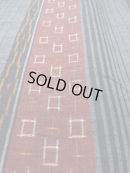 Photo9: Mint N0409A Used Japanese women   Gray TSUMUGI pongee / Silk. Stripes,   (Grade A) (9)