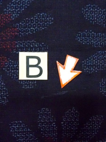 Photo15: N0409D Vintage Japanese women   Indigo Blue TSUMUGI pongee / Silk. Flower,   (Grade B) (15)