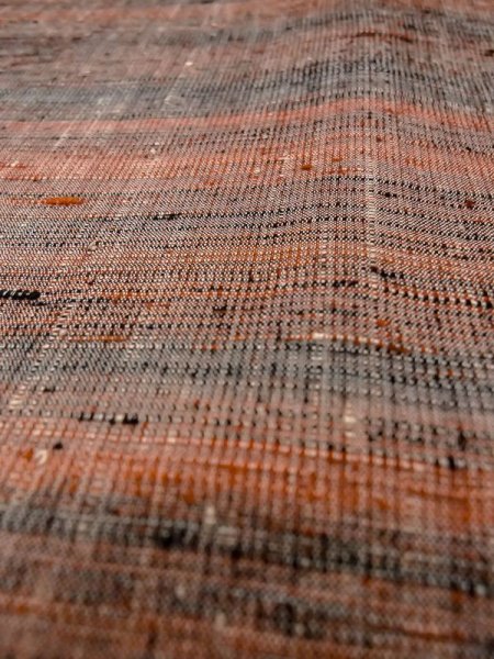 Photo8: N0409F Vintage Japanese women   Multi Color TSUMUGI pongee / Silk. Stripes   (Grade B) (8)