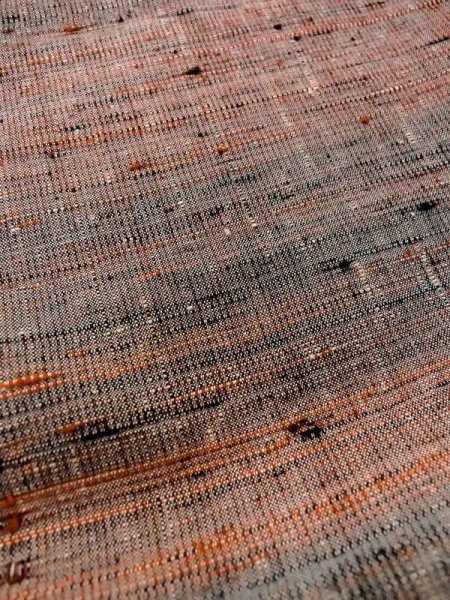 Photo10: N0409F Vintage Japanese women   Multi Color TSUMUGI pongee / Silk. Stripes   (Grade B) (10)