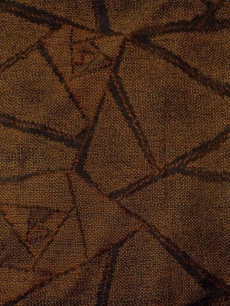 Photo3: N0409G Vintage Japanese women   Brown TSUMUGI pongee / Silk. Rose,   (Grade B) (3)