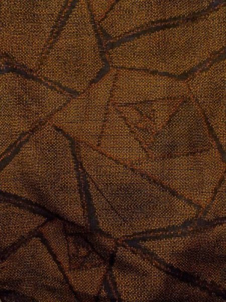 Photo4: N0409G Vintage Japanese women   Brown TSUMUGI pongee / Silk. Rose,   (Grade B) (4)