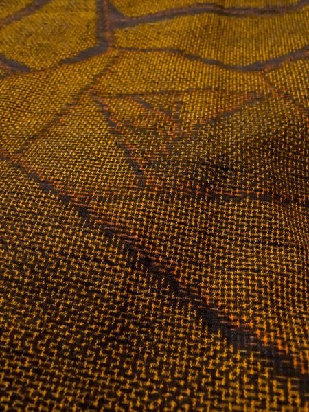 Photo9: N0409G Vintage Japanese women   Brown TSUMUGI pongee / Silk. Rose,   (Grade B) (9)