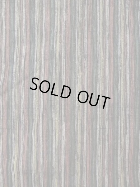 Photo3: Mint N0409H Vintage Japanese women  Grayish Multi Color TSUMUGI pongee / Silk. Stripes   (Grade A) (3)