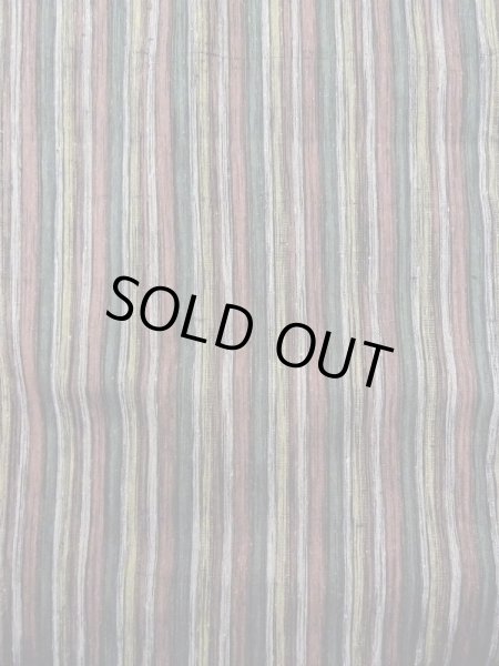 Photo4: Mint N0409H Vintage Japanese women  Grayish Multi Color TSUMUGI pongee / Silk. Stripes   (Grade A) (4)