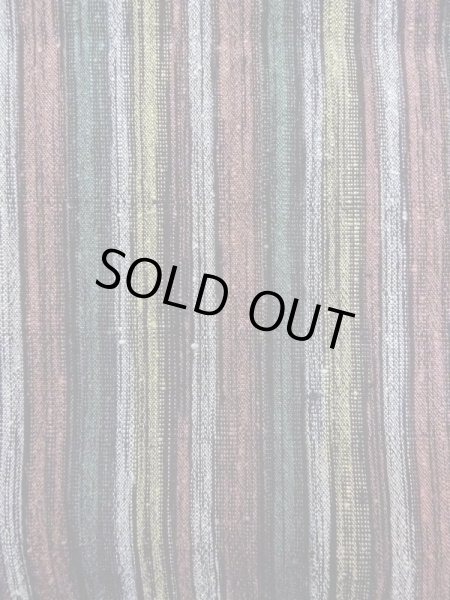 Photo6: Mint N0409H Vintage Japanese women  Grayish Multi Color TSUMUGI pongee / Silk. Stripes   (Grade A) (6)