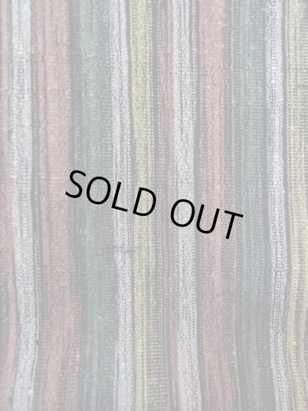 Photo7: Mint N0409H Vintage Japanese women  Grayish Multi Color TSUMUGI pongee / Silk. Stripes   (Grade A) (7)