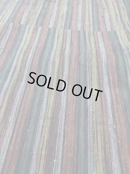 Photo8: Mint N0409H Vintage Japanese women  Grayish Multi Color TSUMUGI pongee / Silk. Stripes   (Grade A) (8)