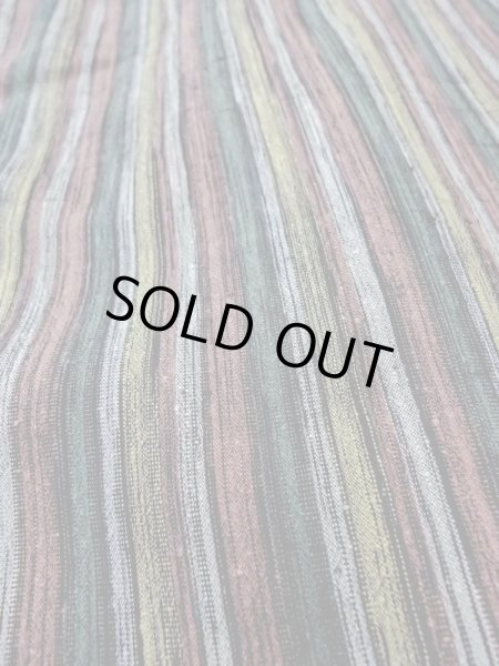 Photo9: Mint N0409H Vintage Japanese women  Grayish Multi Color TSUMUGI pongee / Silk. Stripes   (Grade A) (9)