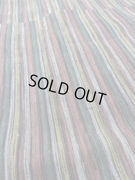 Photo10: Mint N0409H Vintage Japanese women  Grayish Multi Color TSUMUGI pongee / Silk. Stripes   (Grade A) (10)