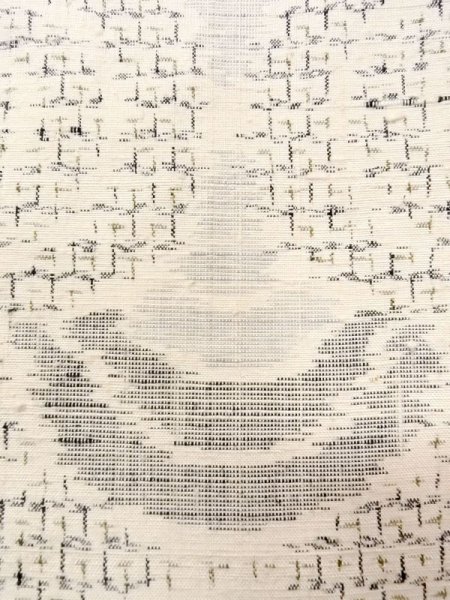 Photo6: N0409J Vintage Japanese women   White TSUMUGI pongee / Silk. Wave,   (Grade C) (6)