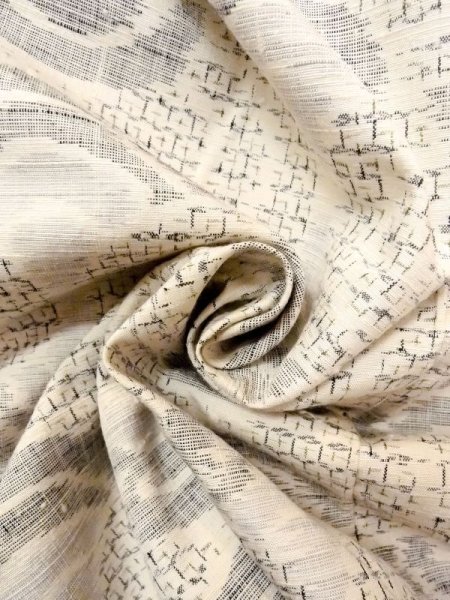 Photo12: N0409J Vintage Japanese women   White TSUMUGI pongee / Silk. Wave,   (Grade C) (12)