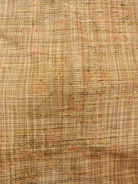 Photo7: N0409M Vintage Japanese women   Brown TSUMUGI pongee / Silk. Flower,   (Grade B) (7)