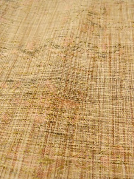 Photo8: N0409M Vintage Japanese women   Brown TSUMUGI pongee / Silk. Flower,   (Grade B) (8)