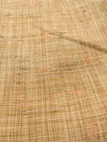 Photo9: N0409M Vintage Japanese women   Brown TSUMUGI pongee / Silk. Flower,   (Grade B) (9)