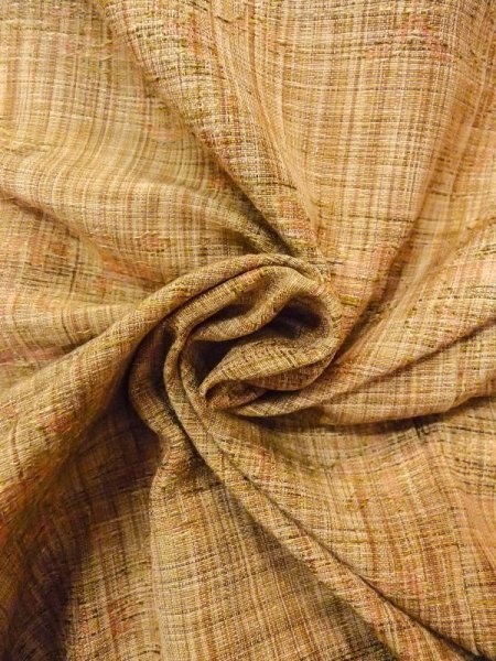 Photo12: N0409M Vintage Japanese women   Brown TSUMUGI pongee / Silk. Flower,   (Grade B) (12)