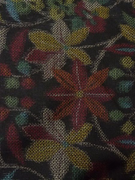 Photo6: Mint N0409N Used Japanese women   Multi Color TSUMUGI pongee / Silk. Chinese flower,   (Grade A) (6)