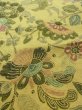Photo8: N0409Q Vintage Japanese women  Grayish Yellowish Green KOMON dyed / Silk. Chinz pattern   (Grade B) (8)