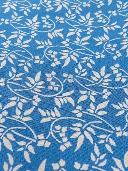 Photo8: N0409V Vintage Japanese women  Grayish Blue KOMON dyed / Silk. Flower,   (Grade C) (8)