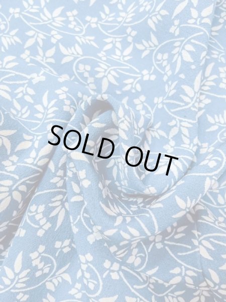 Photo11: N0409V Vintage Japanese women  Grayish Blue KOMON dyed / Silk. Flower,   (Grade C) (11)