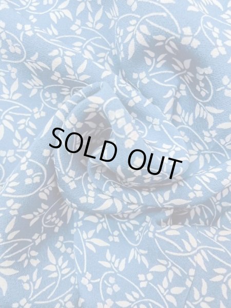 Photo12: N0409V Vintage Japanese women  Grayish Blue KOMON dyed / Silk. Flower,   (Grade C) (12)