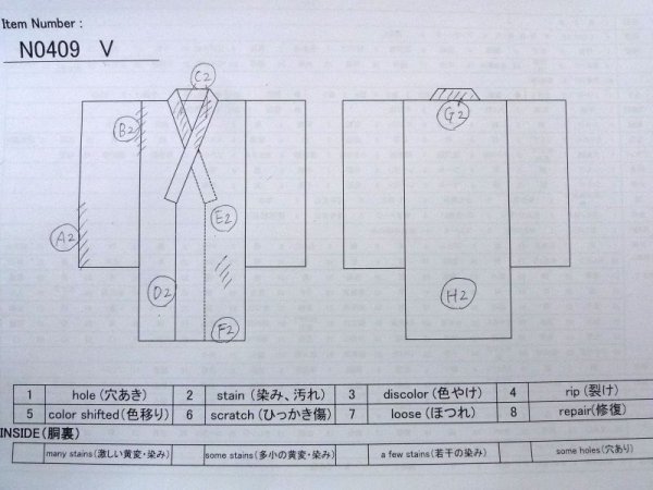 Photo13: N0409V Vintage Japanese women  Grayish Blue KOMON dyed / Silk. Flower,   (Grade C) (13)