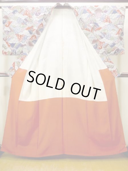 Photo2: N0409X Vintage Japanese women   Multi Color KOMON dyed / Silk. SAKURA cherry blossom,   (Grade C) (2)