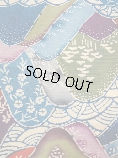 Photo5: N0409X Vintage Japanese women   Multi Color KOMON dyed / Silk. SAKURA cherry blossom,   (Grade C) (5)