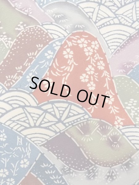 Photo6: N0409X Vintage Japanese women   Multi Color KOMON dyed / Silk. SAKURA cherry blossom,   (Grade C) (6)